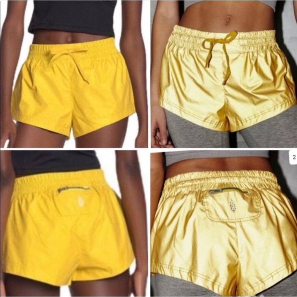 NEW Free People FP Movement Moonlight Reflective Running Shorts in Yellow Size L